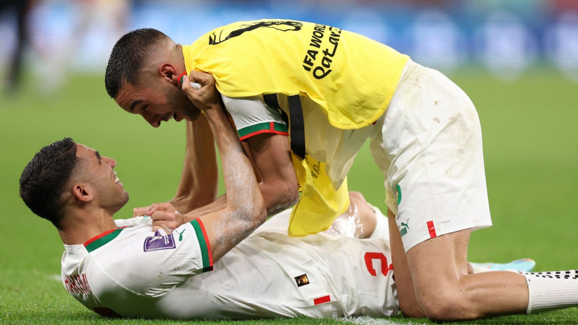 Achraf Hakimi and Hakim Ziyech of Morocco.