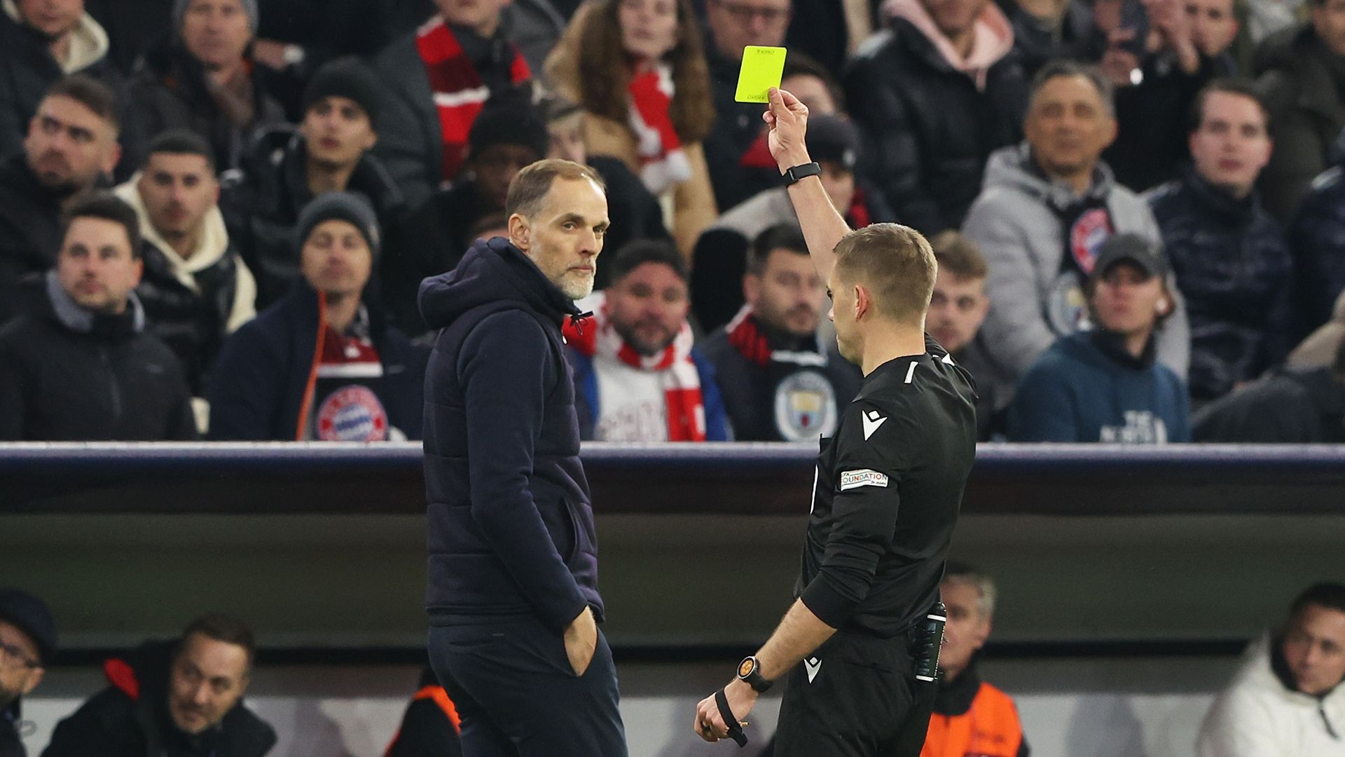 Thomas Tuchel yellow card Bayern Munich Man City 2022-23 Champions League