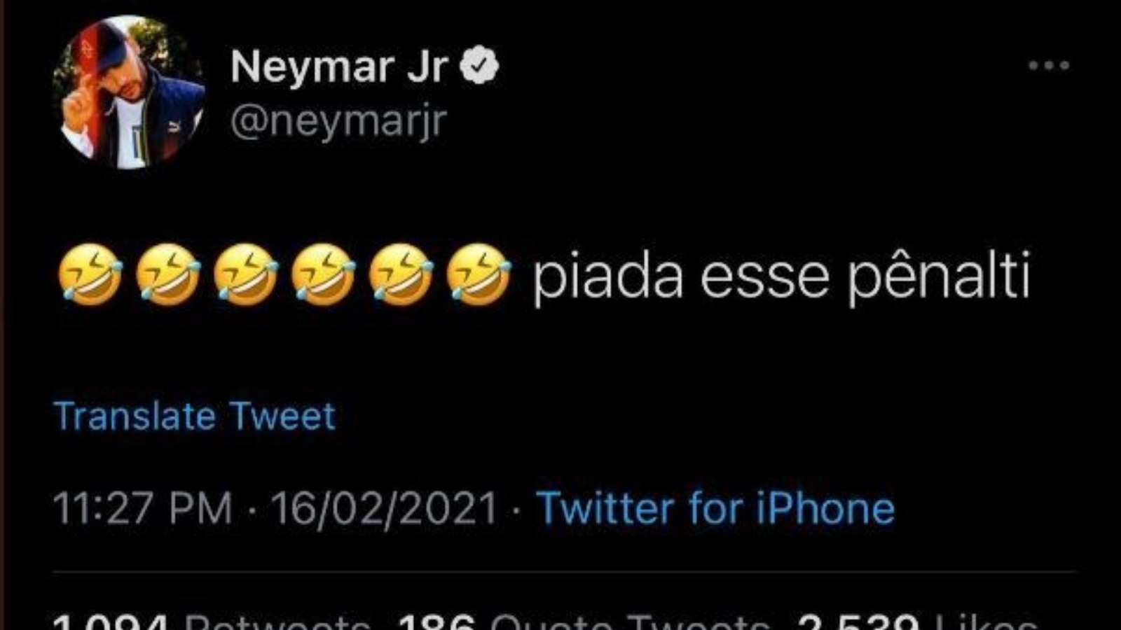 Tuit de Neymar Jr
