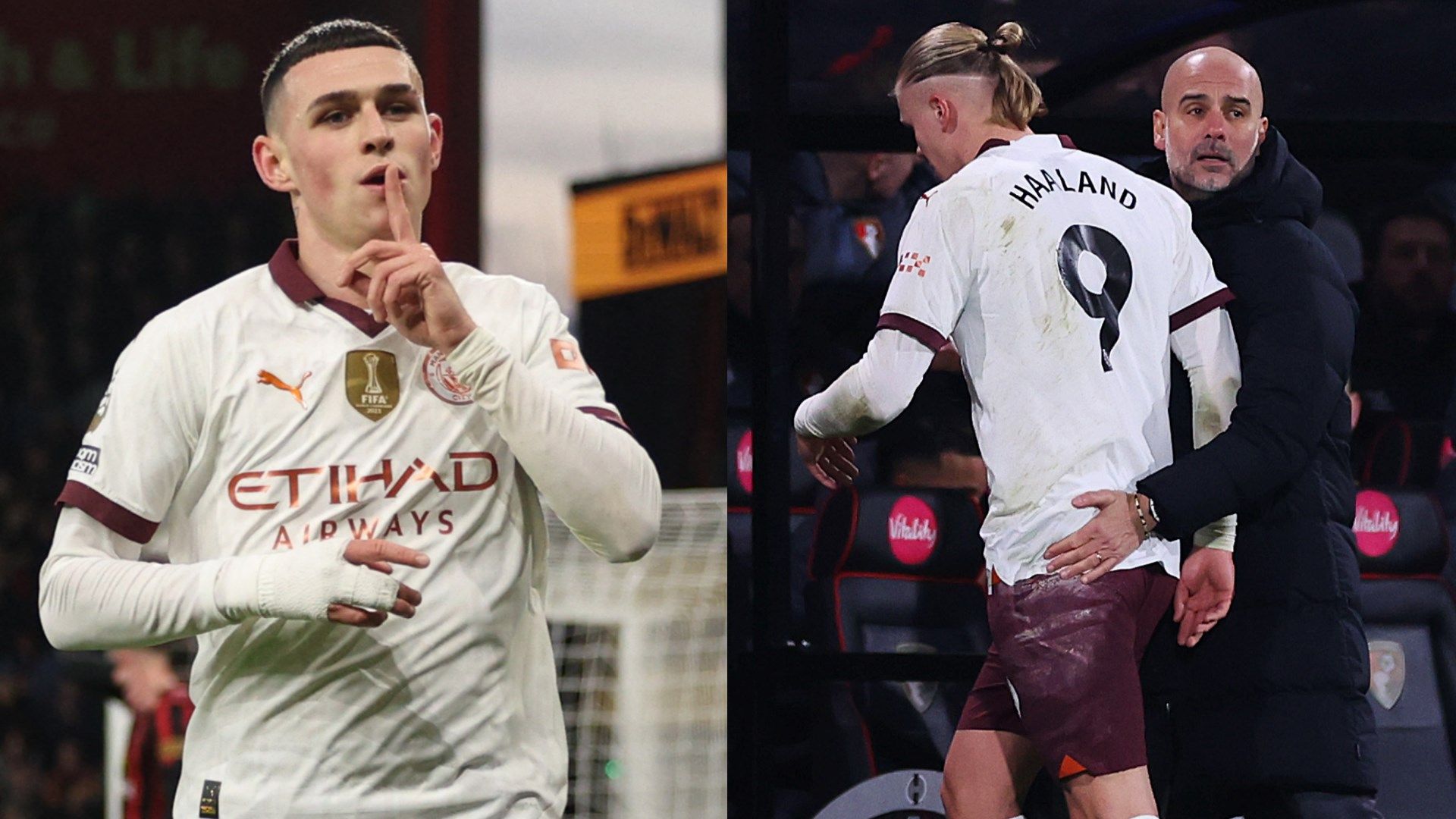 Foden Haaland Guardiola Man City Bournemouth GFX