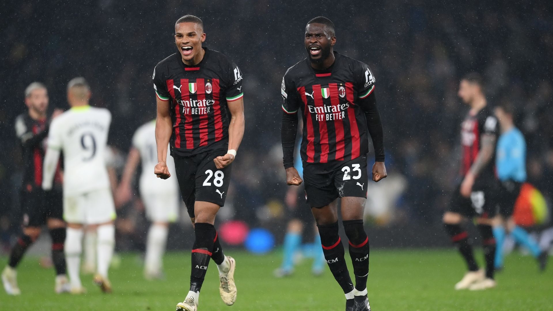AC Milan celebrations after beat Tottenham