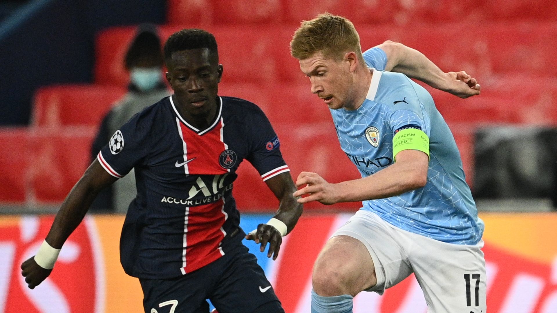 Idrissa Gueye, Kevin De Bruyne PSG vs Man City