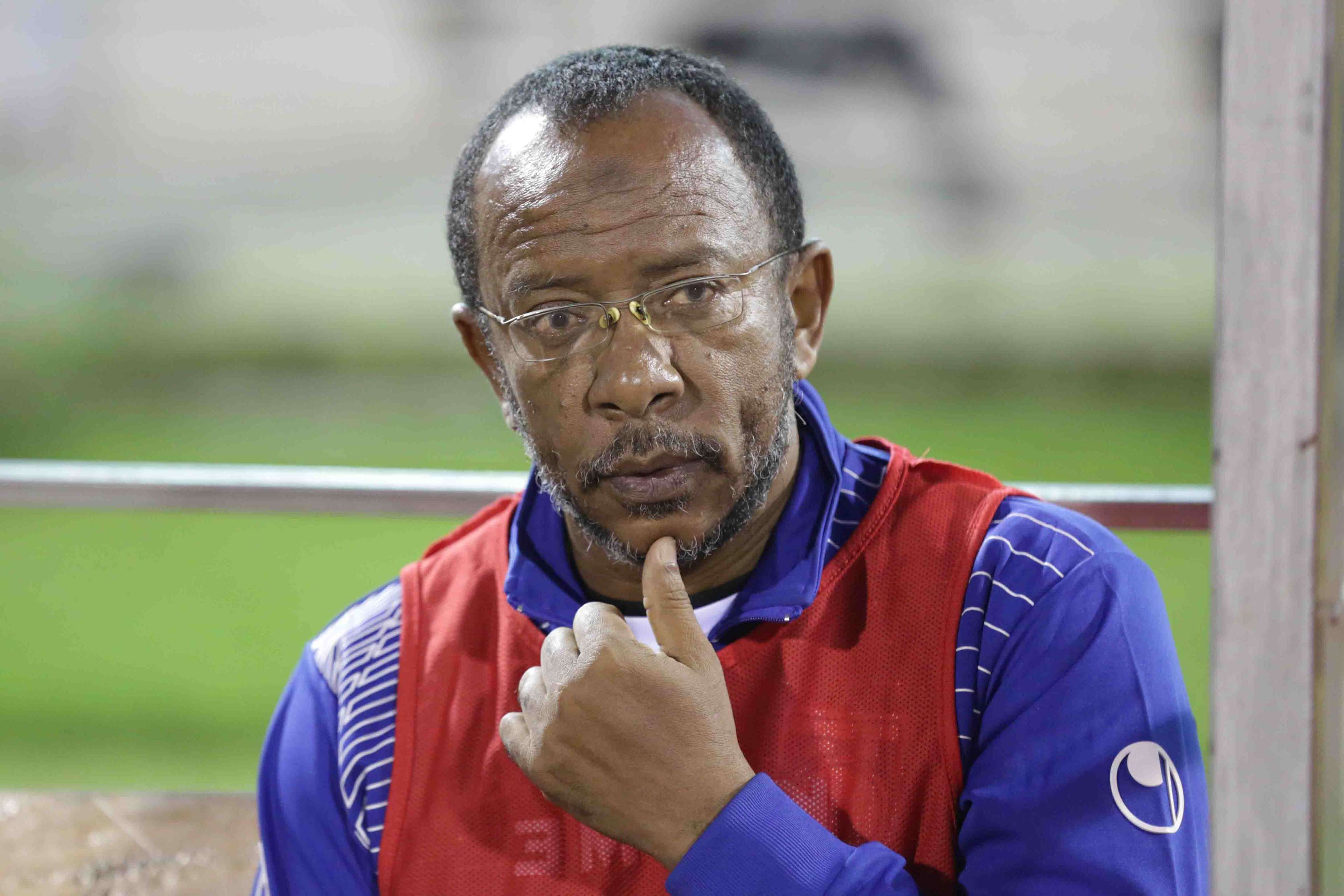 Bandari coach Twahir Muhiddin reacts against AFC Leopards