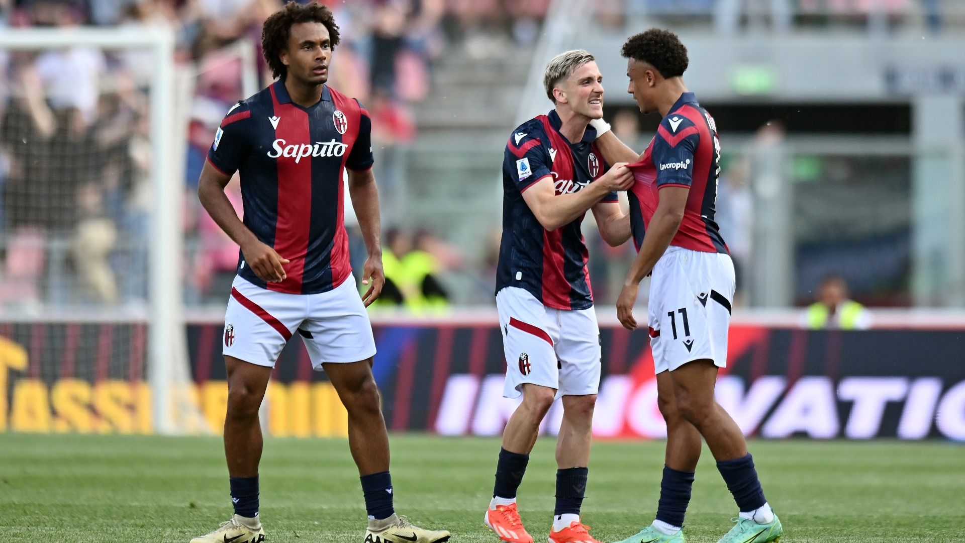 Bologna celebrates goal against Udinese