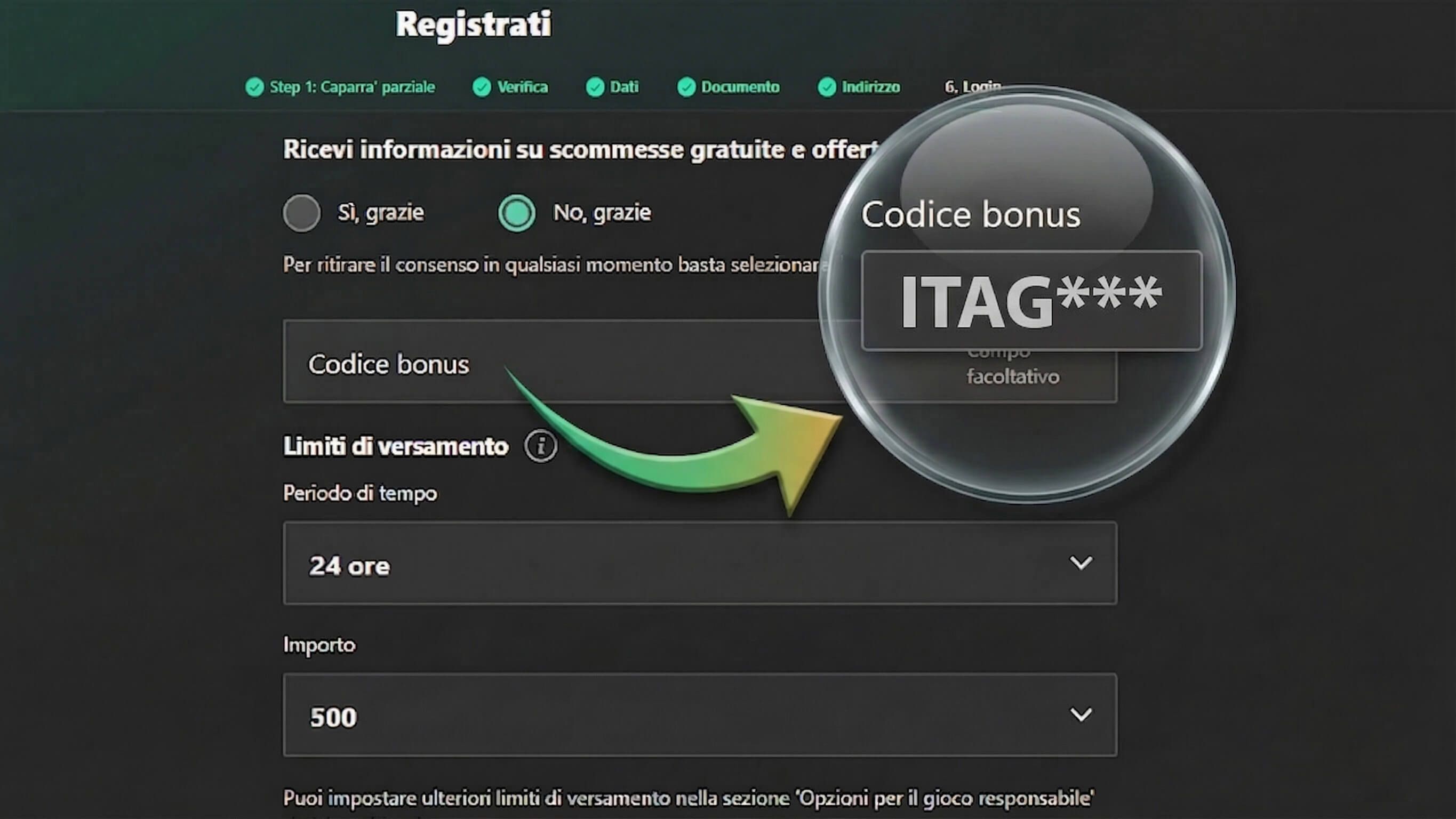 codice bonus bet365