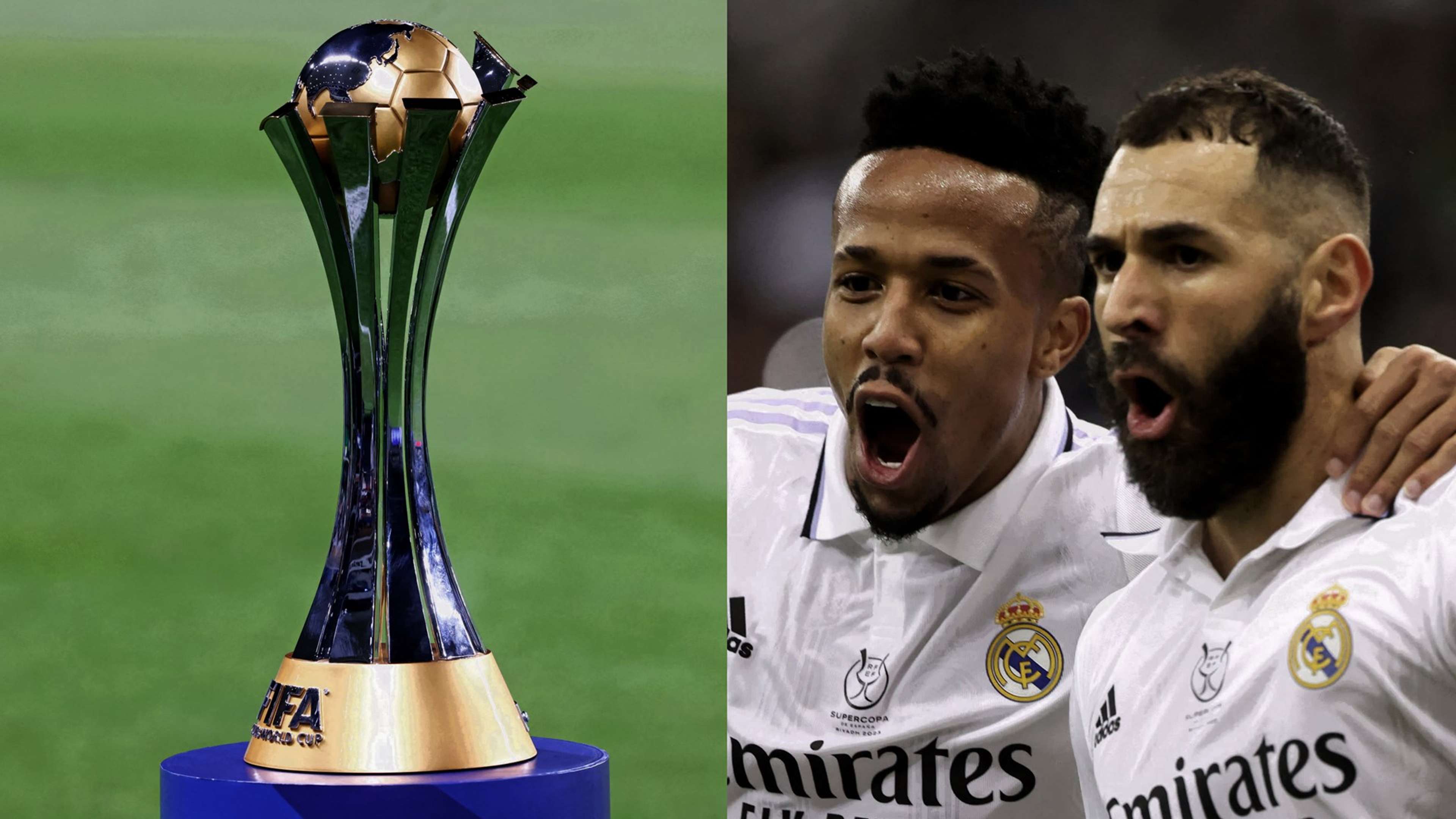 Club World Cup trophy Eder Militao Karim Benzema Real Madrid 2023