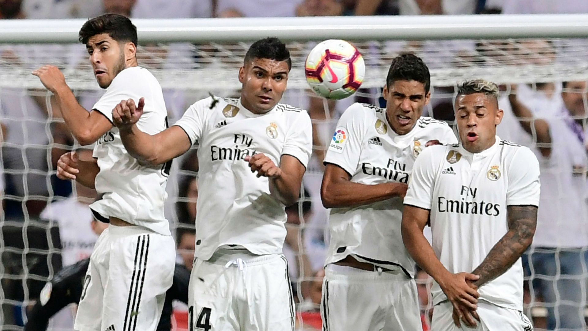 Marco Asensio Casemiro Raphael Varane Real Madrid La Liga 2018