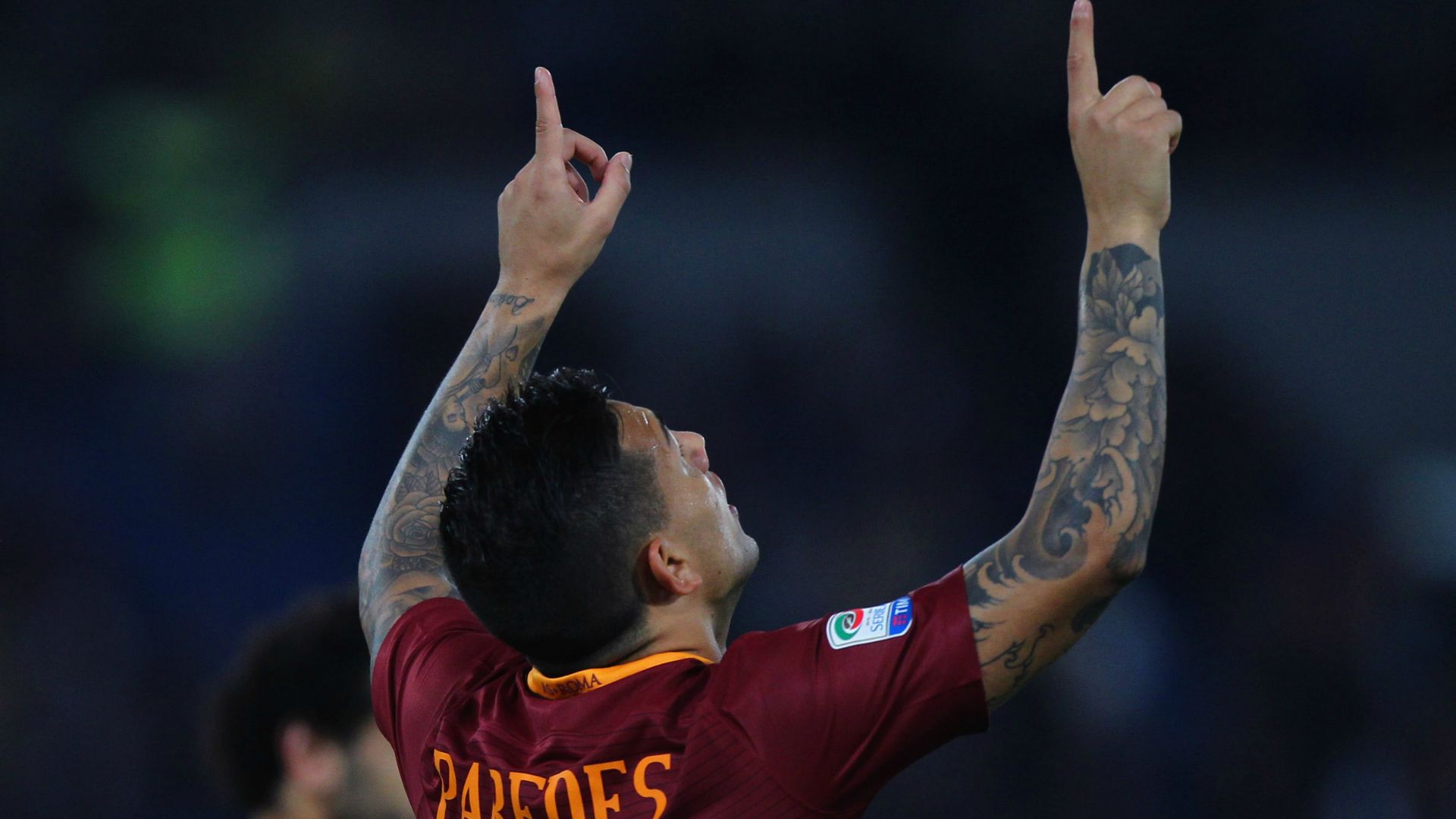 Leandro Paredes celebrating Roma Palermo Serie A 23102016