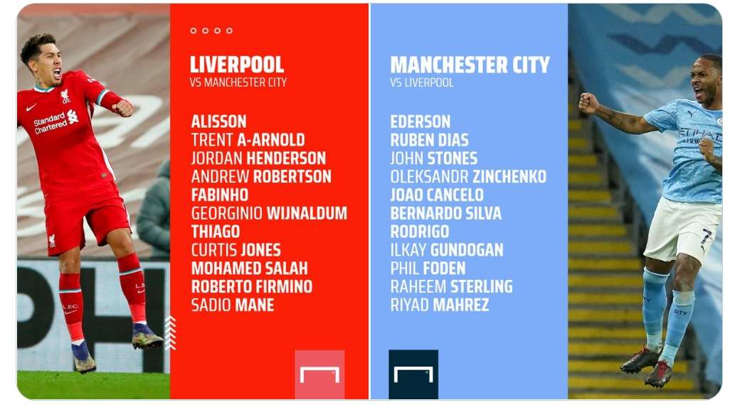 liverpool vs man city line-up