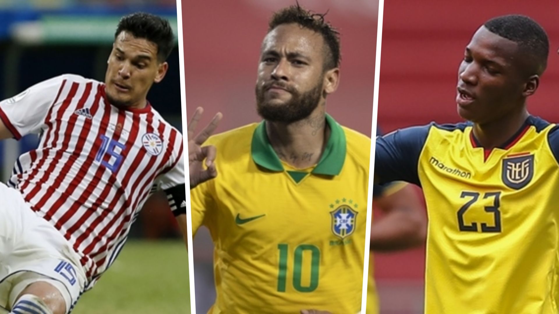 Guatvo Gómez Paraguai Neymar Brasil Caicedo Equador