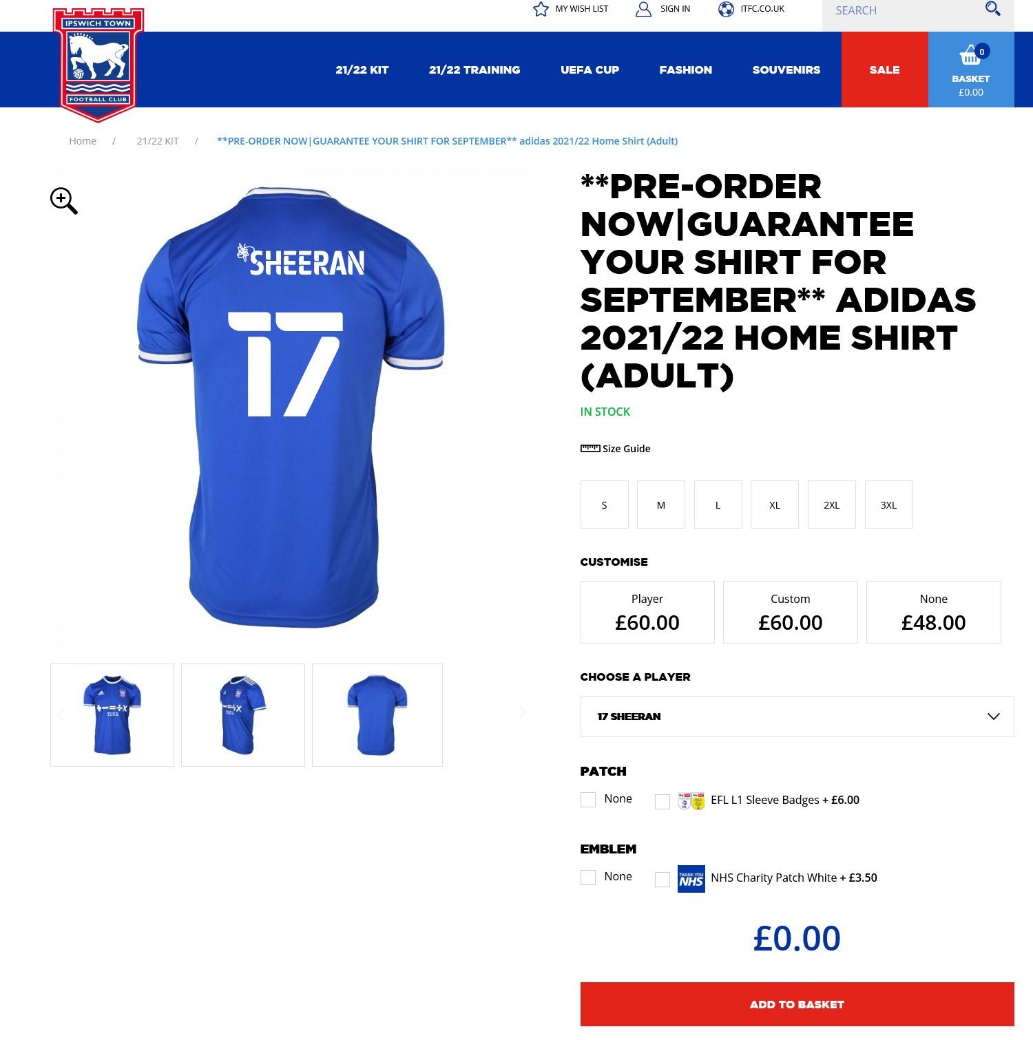 Maillot Ed Sheeran Ipswich Town
