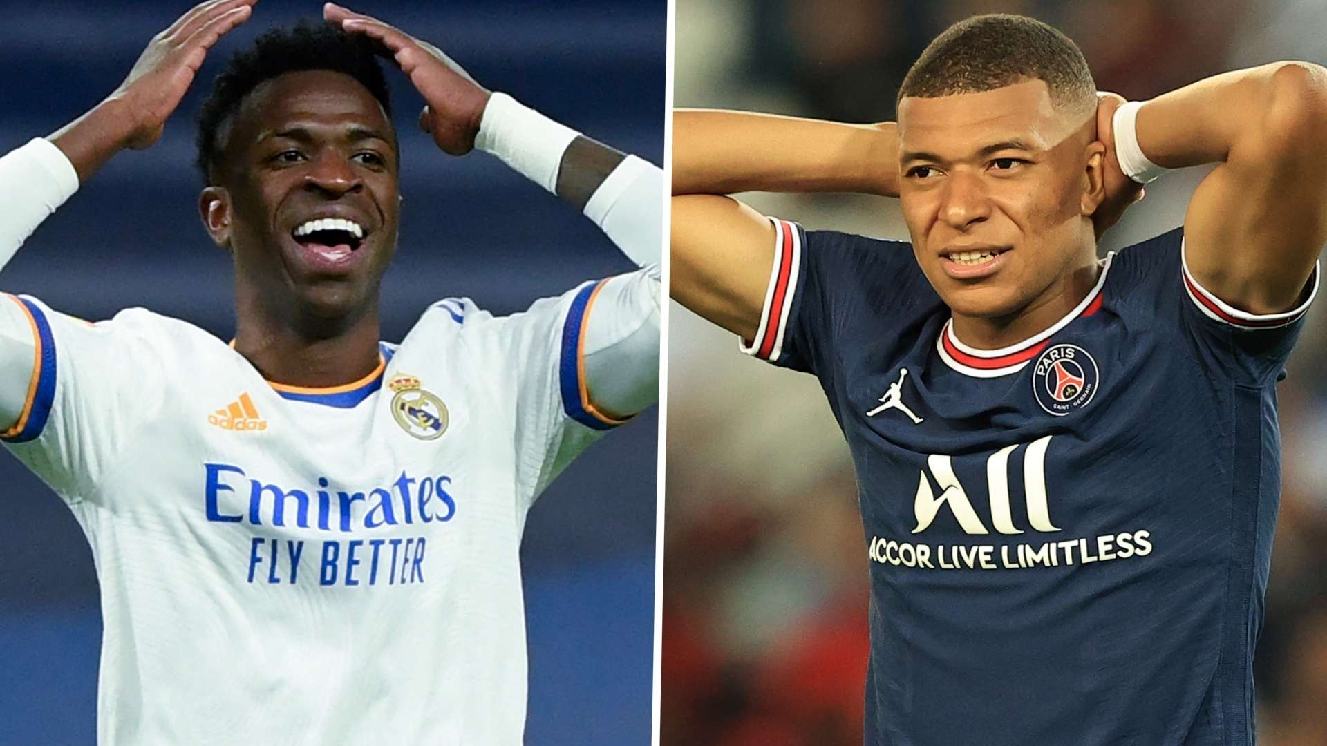 Vinicius Junior Kylian Mbappe Real Madrid PSG GFX