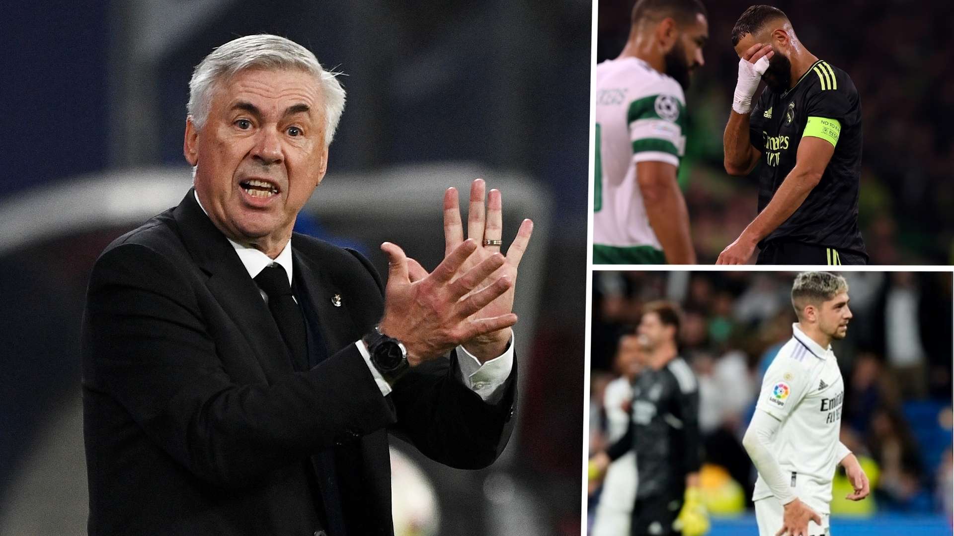 Carlo Ancelotti, Karim Benzema, Federico Valverde GFX