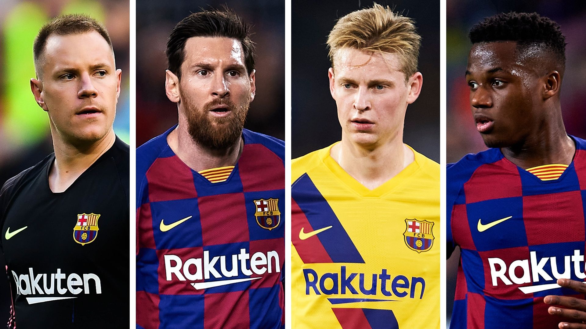 Marc-Andre ter Stegen Lionel Messi Frenkie de Jong Ansu Fati Barcelona GFX