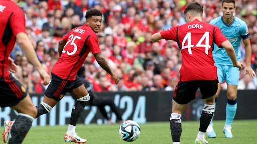 Jadon Sancho looked lively in the first half.