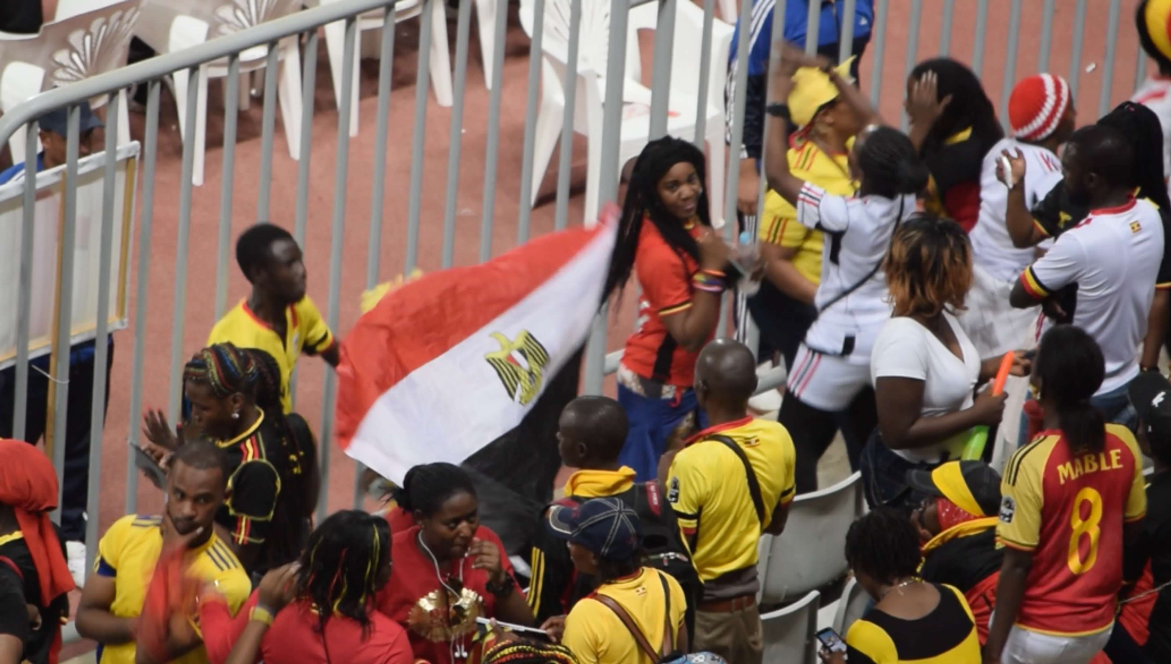 Uganda fans with Egypt flag