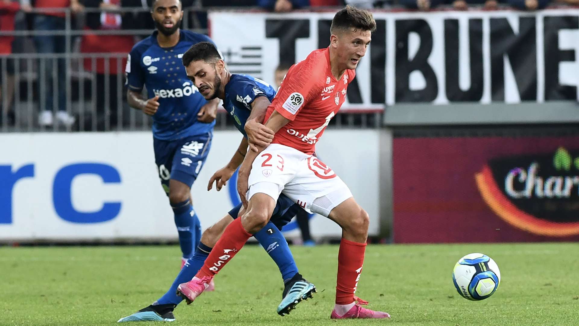 Mathias Autret (Stade Brestois) face au Stade de Reims, 3ème journée de Ligue 1, le 24 août 2019