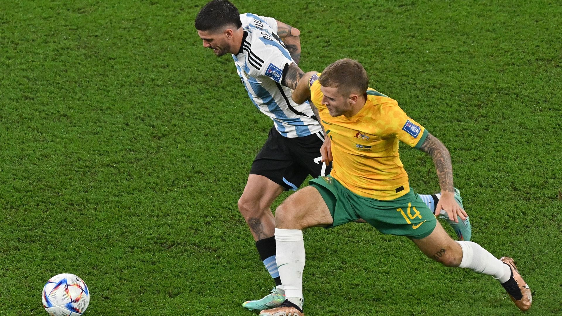 Riley McGree Rodrigo De Paul Argentina Australia Qatar 2022