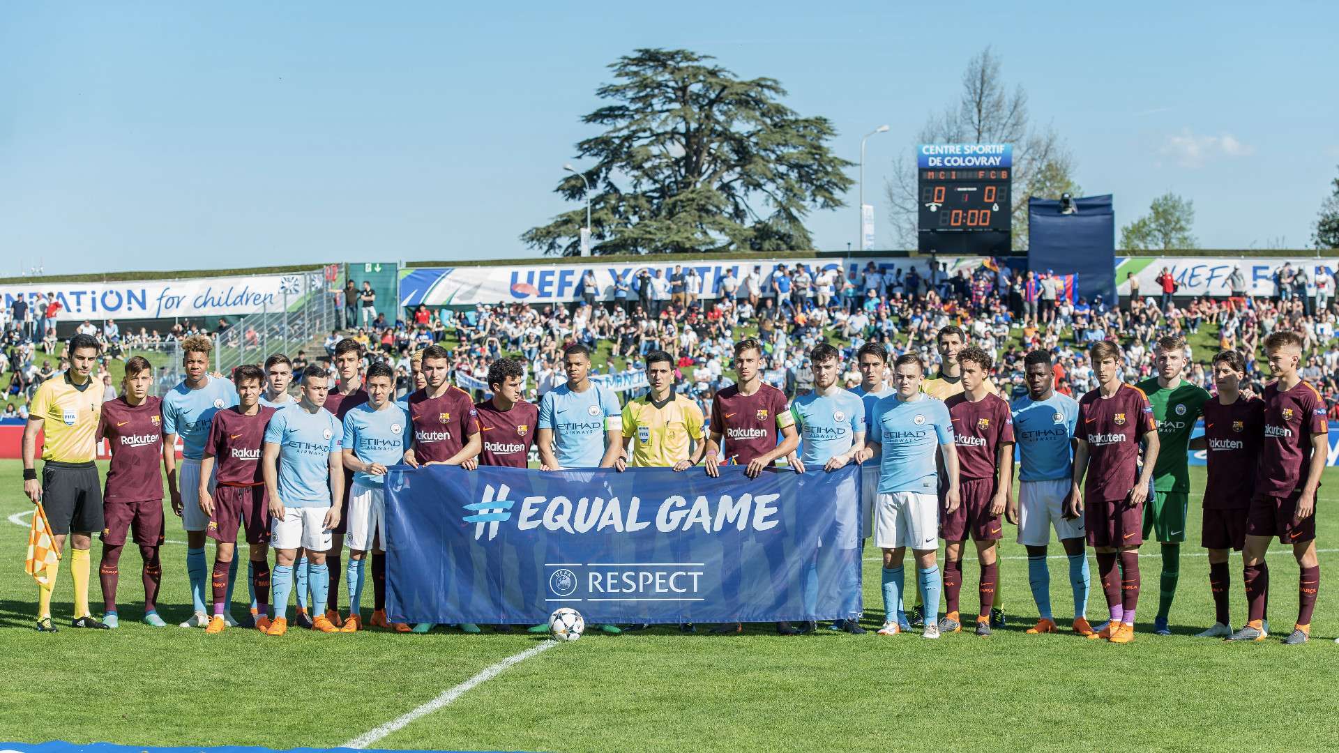 FC Barcelone - Manchester City, demi-finale de la Youth League 2018, au Centre sportif de Colovray
