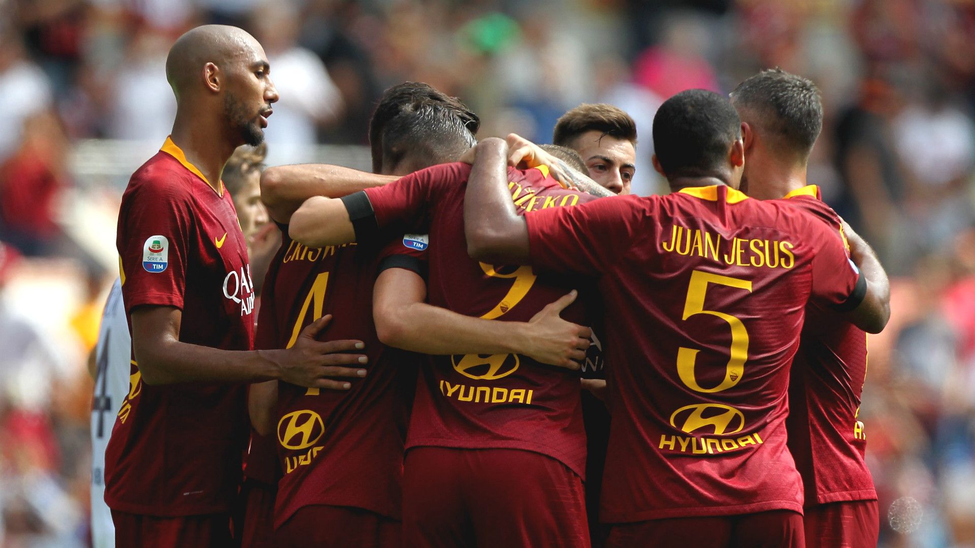 Roma celebrating Chievo Serie A