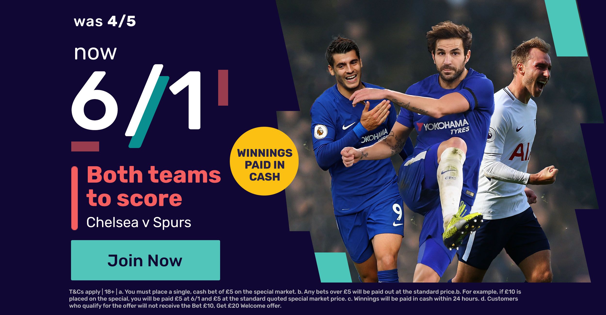 dabblebet Chelsea Spurs BTTS offer