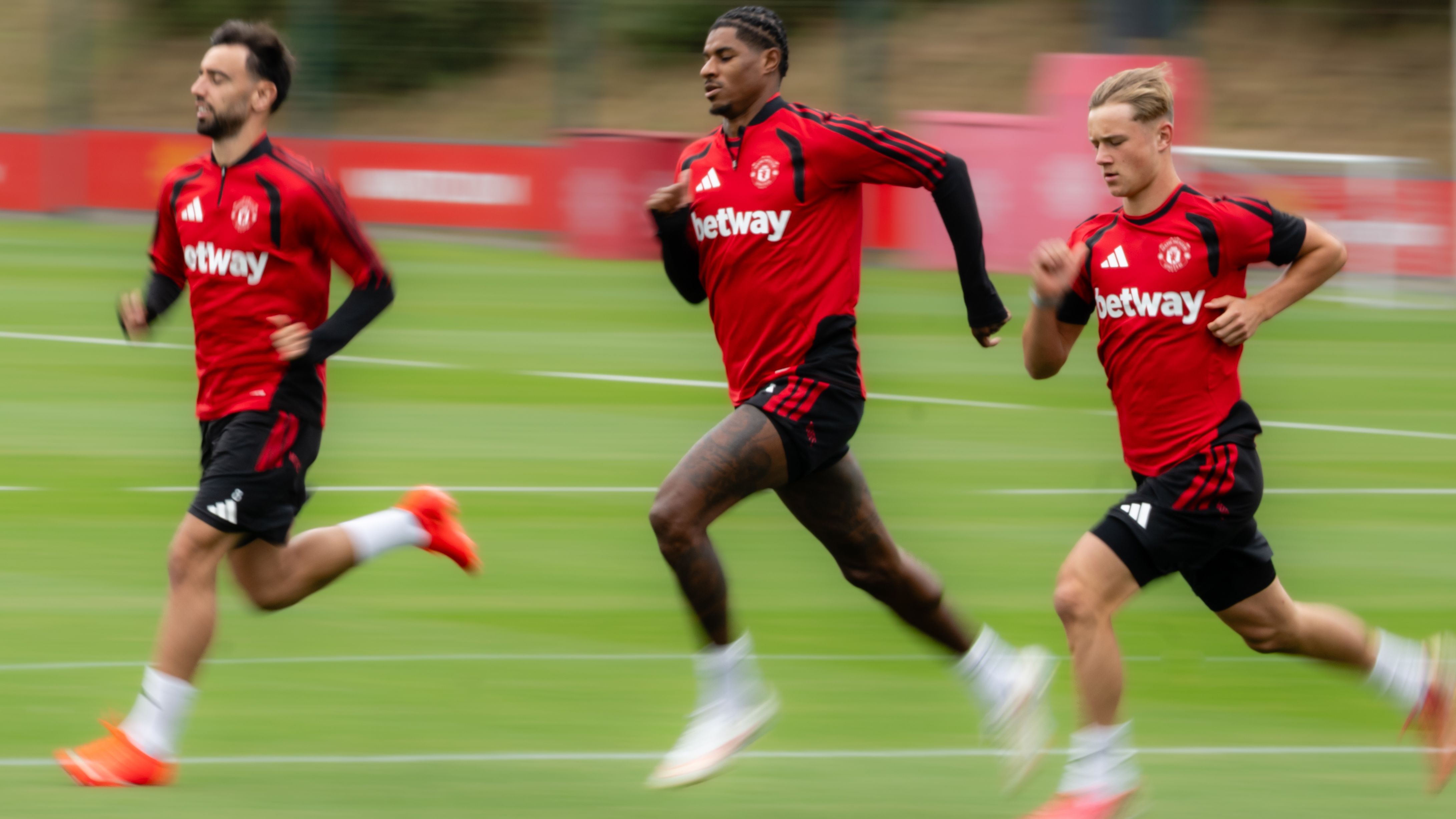 Man Utd training Bruno Fernandes Marcus Rashford