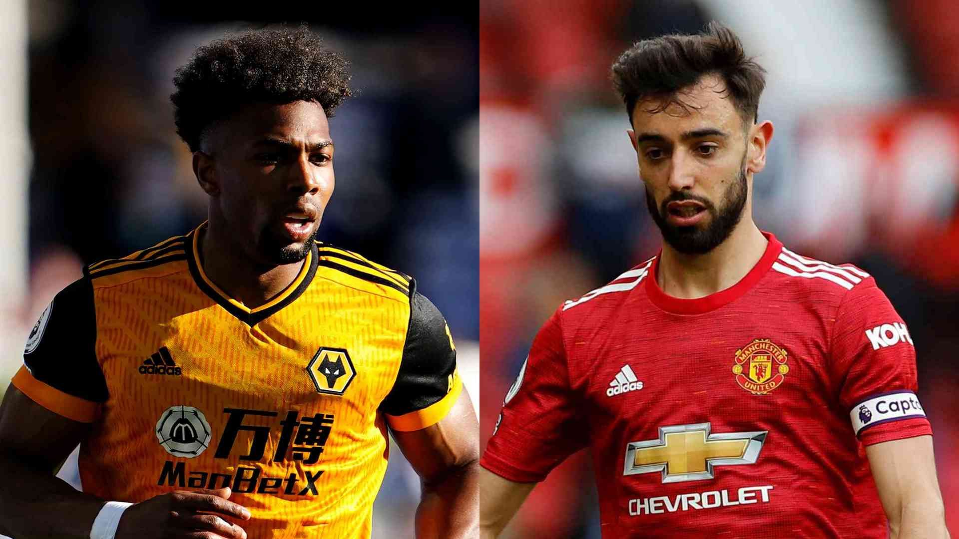 Adama Traore Wolverhampton Bruno Fernandes Manchester United