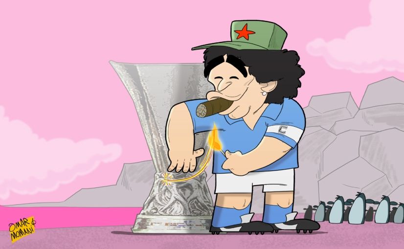 Diego Maradona Europa League cartoon
