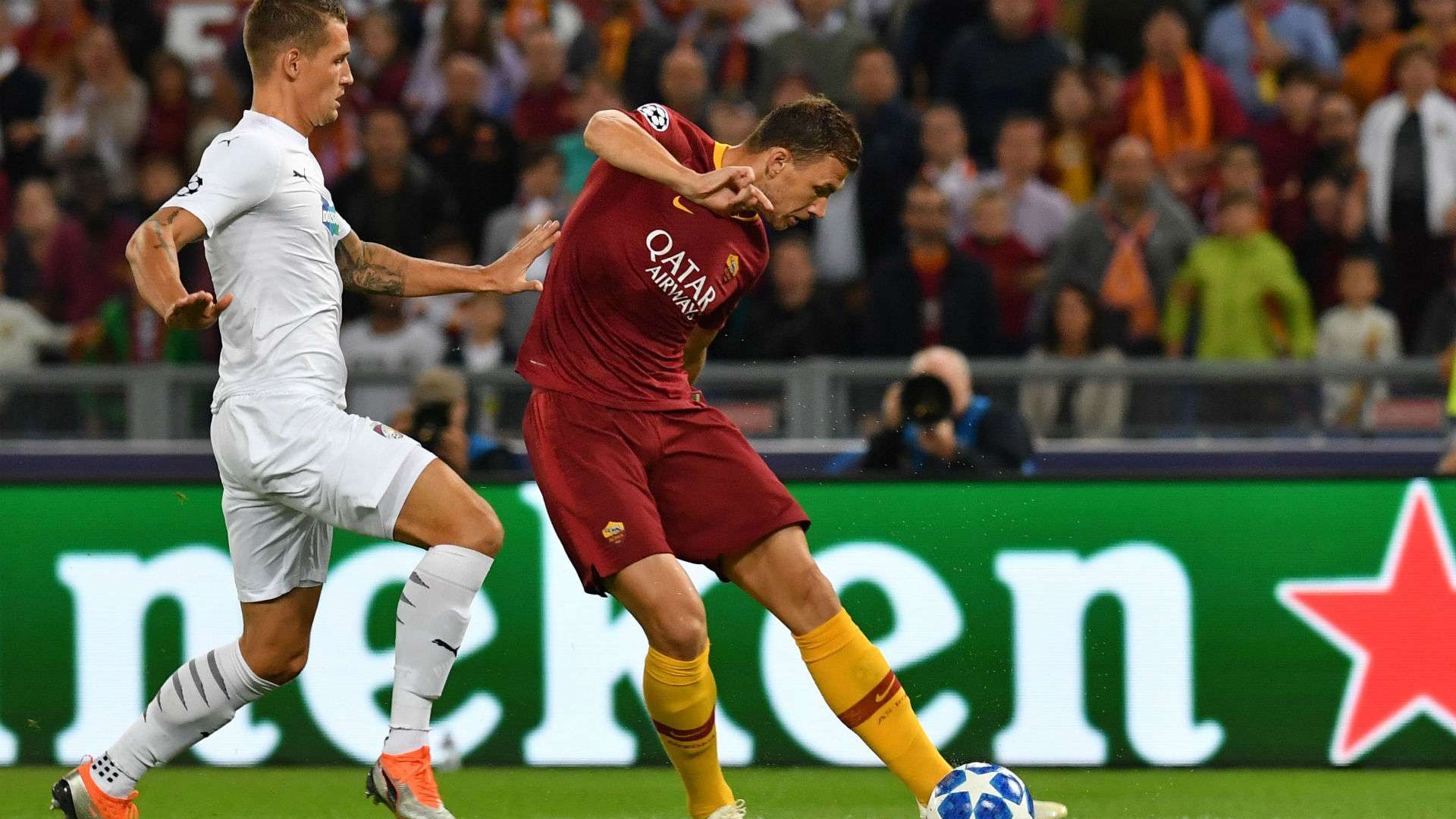 Dzeko Roma Plzen Champions League