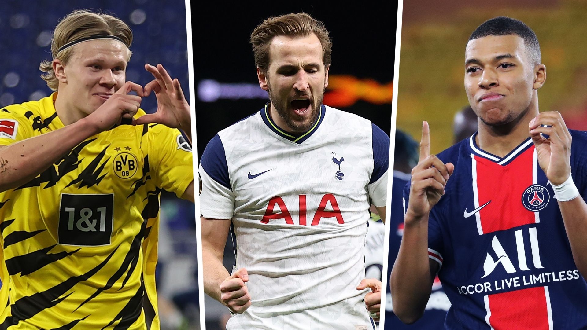 Erling Haaland Harry Kane Kylian Mbappe