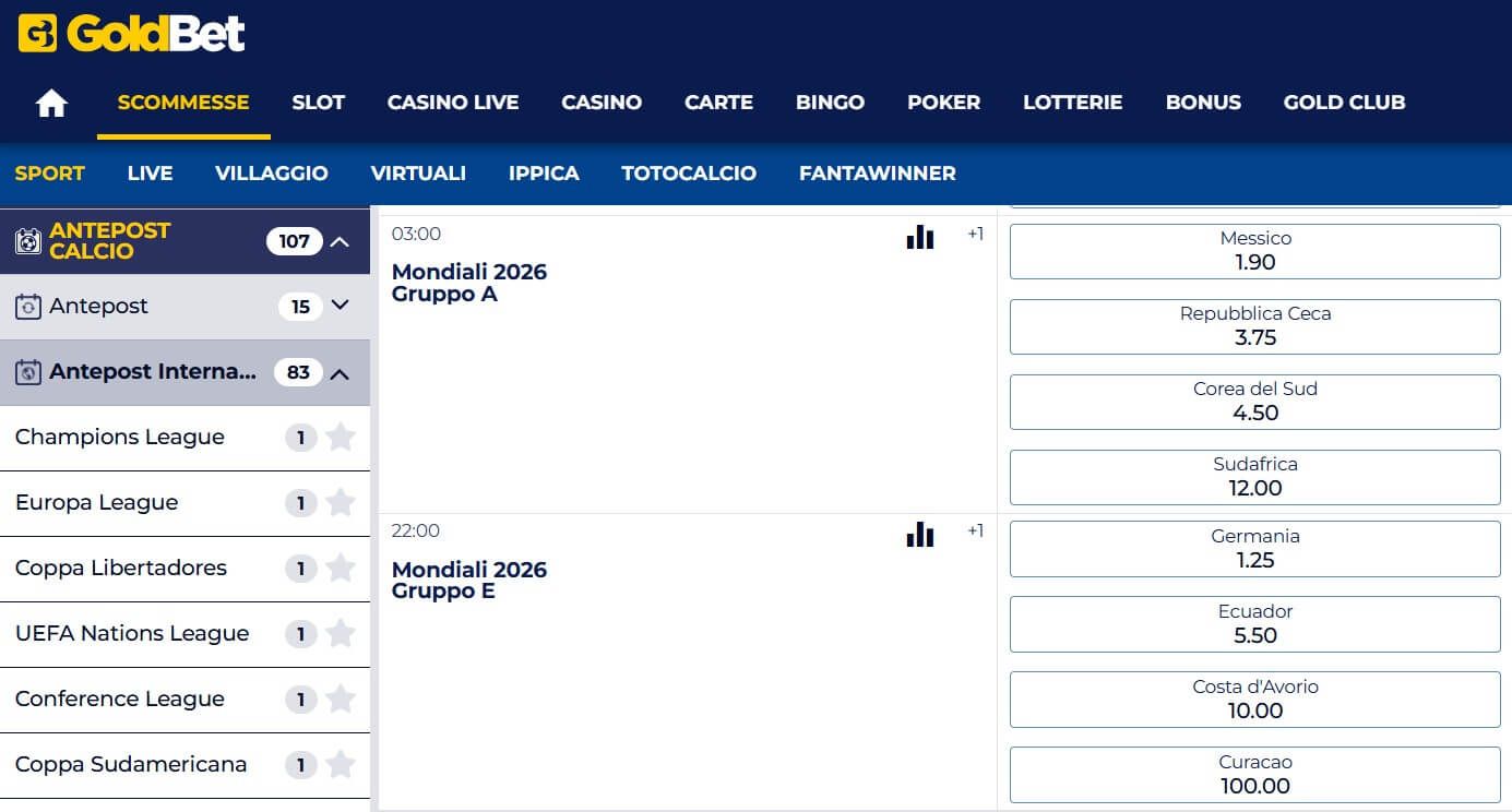 goldbet mondiali antepost