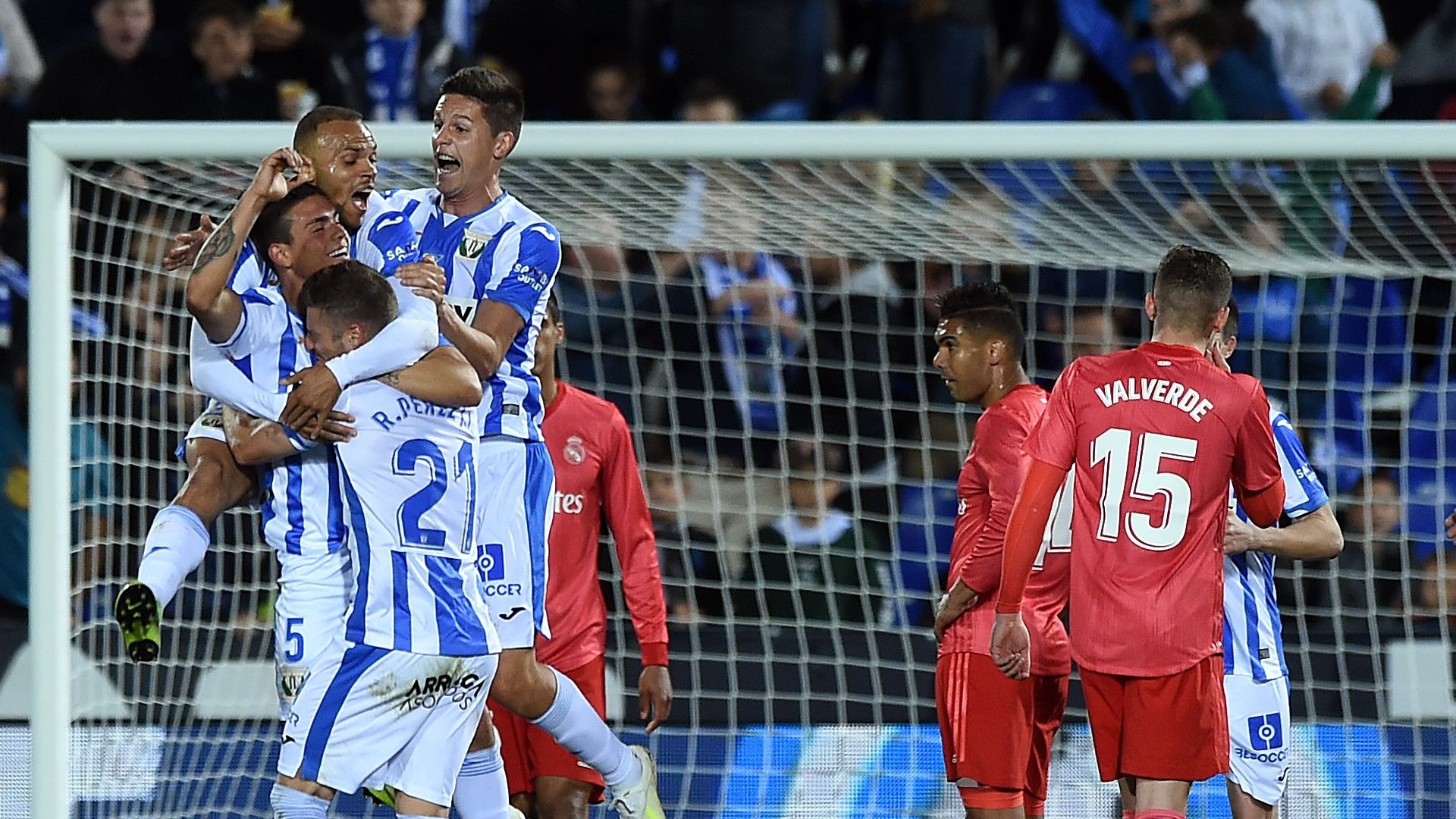 Leganes celebrate vs Real Madrid