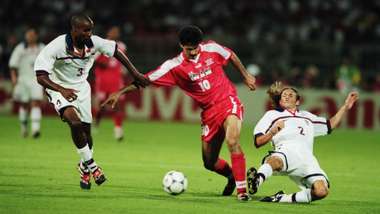 Ali Daei Eddie Pope Frankie Hejduk USA Iran World Cup 1998