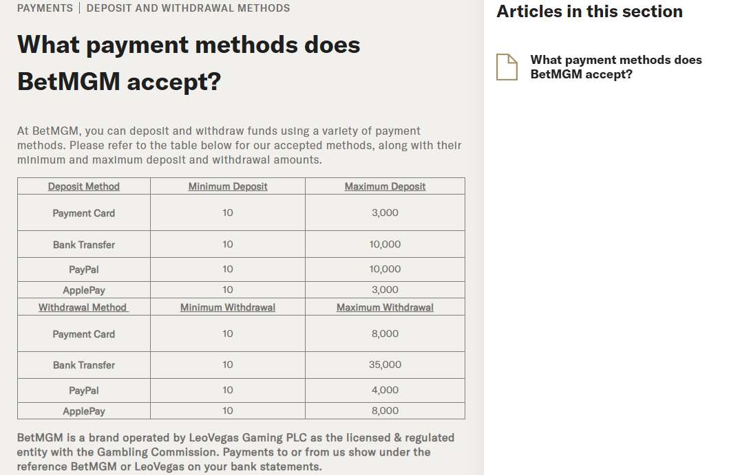 betmgm payment methods