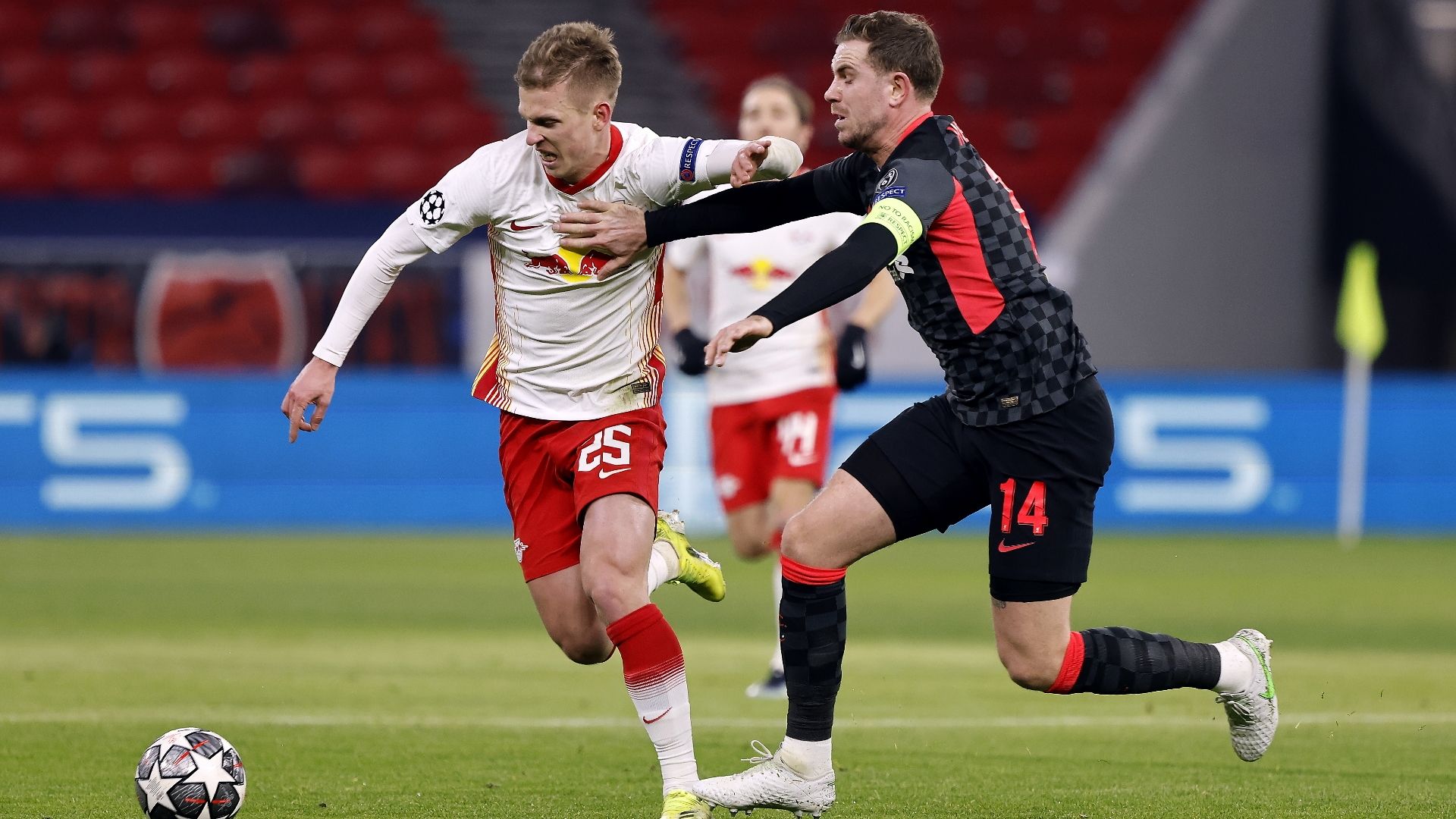 Dani Olmo, Jordan Henderson, RB Leipzig vs Liverpool 2020-21