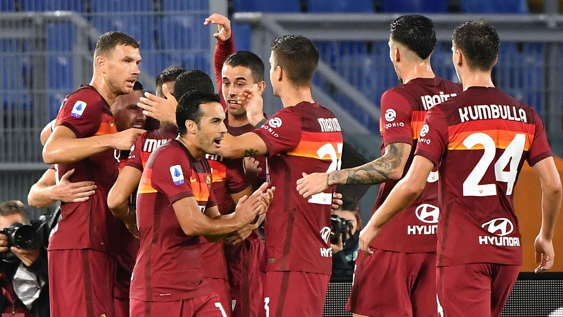 Roma celebrating Juventus Serie A