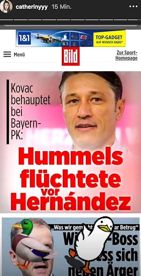 EMBED ONLY Cathy Hummels Niko Kovac Instagram Story