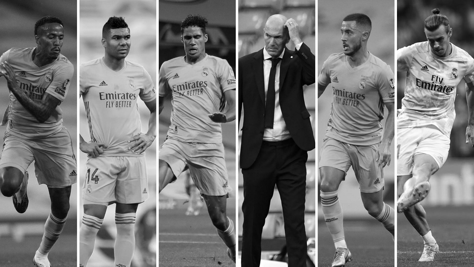 Militao, Casemiro, Varane, Zidane, Hazard y Bale (Real Madrid)