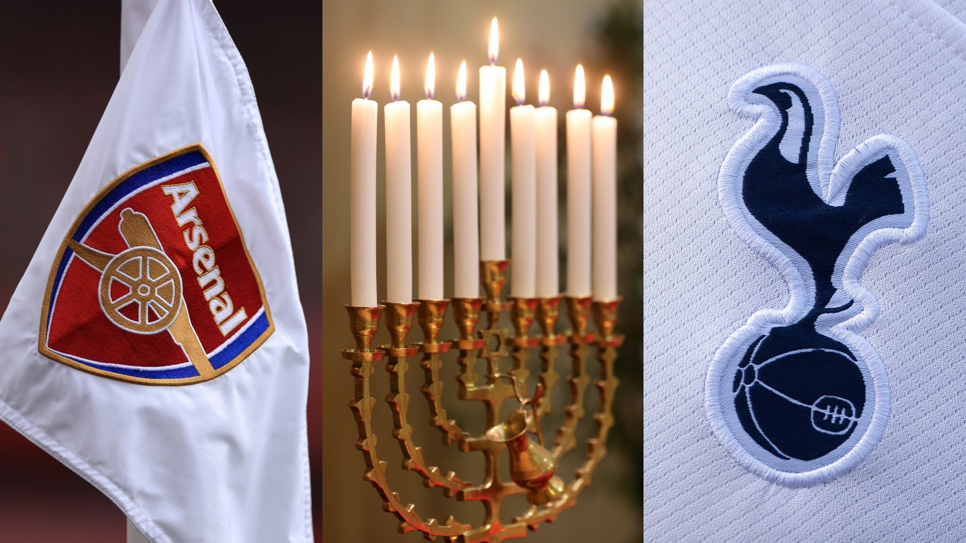 Arsenal Tottenham badge Hanukkah split