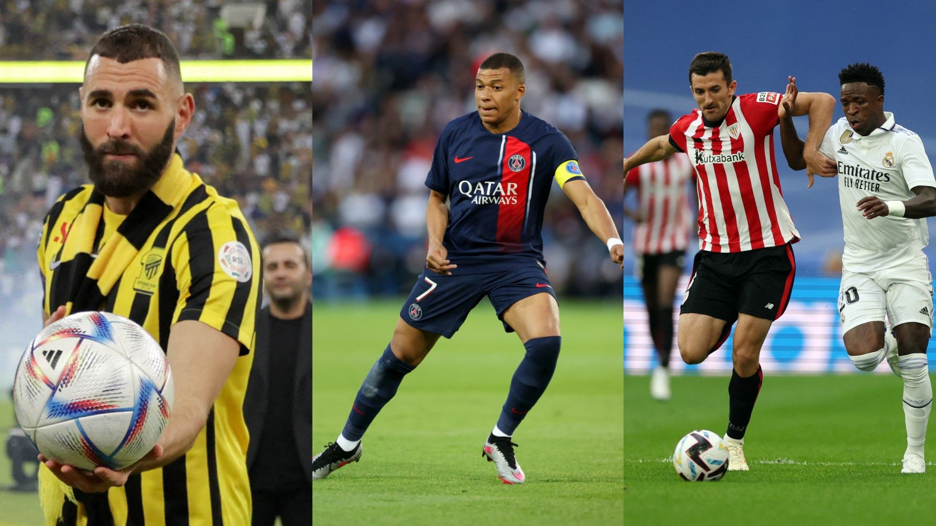 Karim Benzema, Kylian mbappe, Vinicius Jr GFX