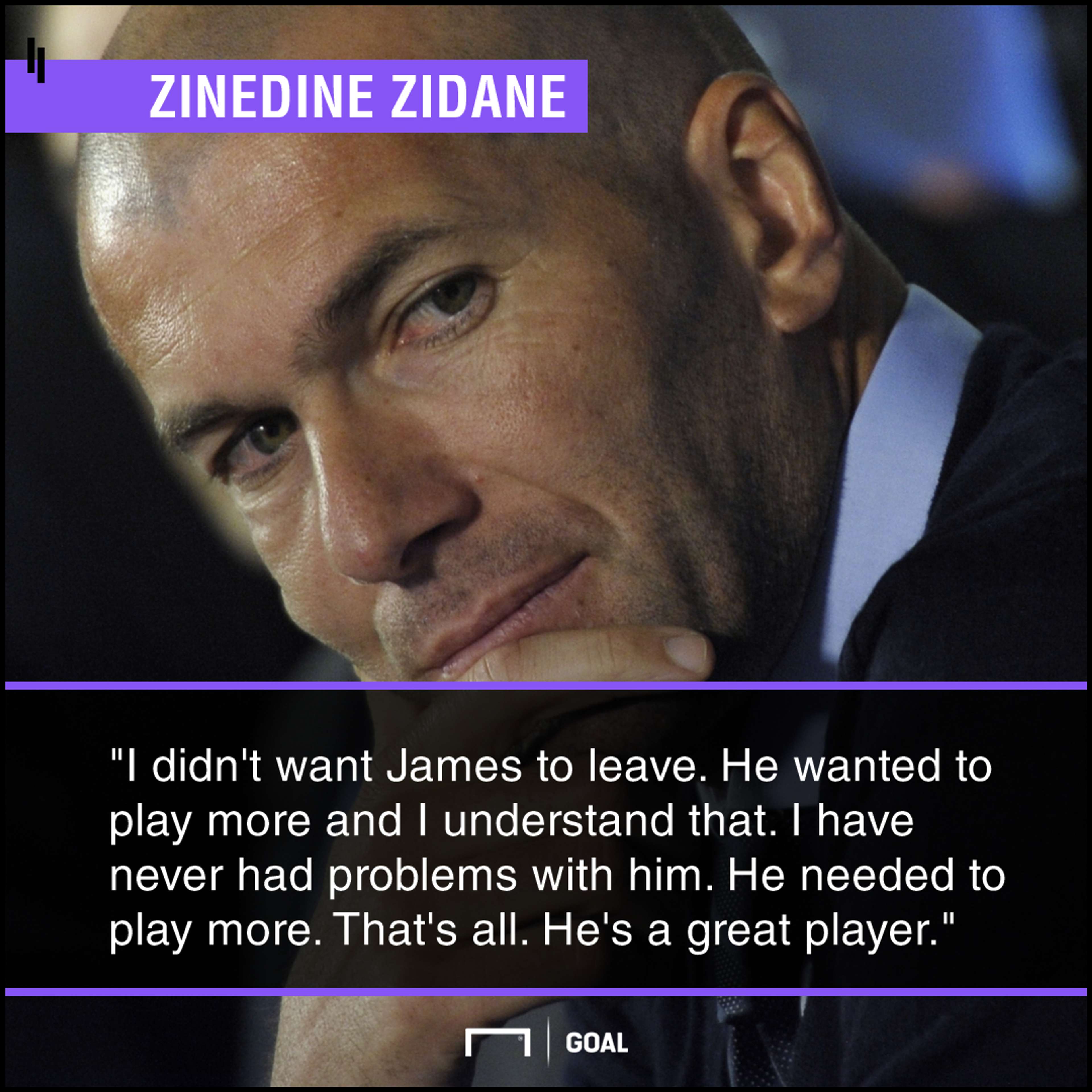 Zidane quote on James