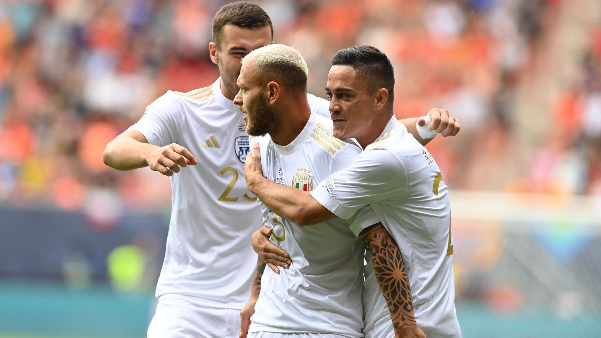 Italy celebrates goal against Netherlands