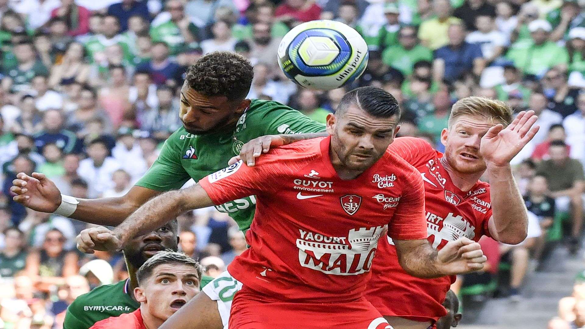 Denis Bouanga Yoann Court Saint-Etienne Brest Ligue 1 18082019