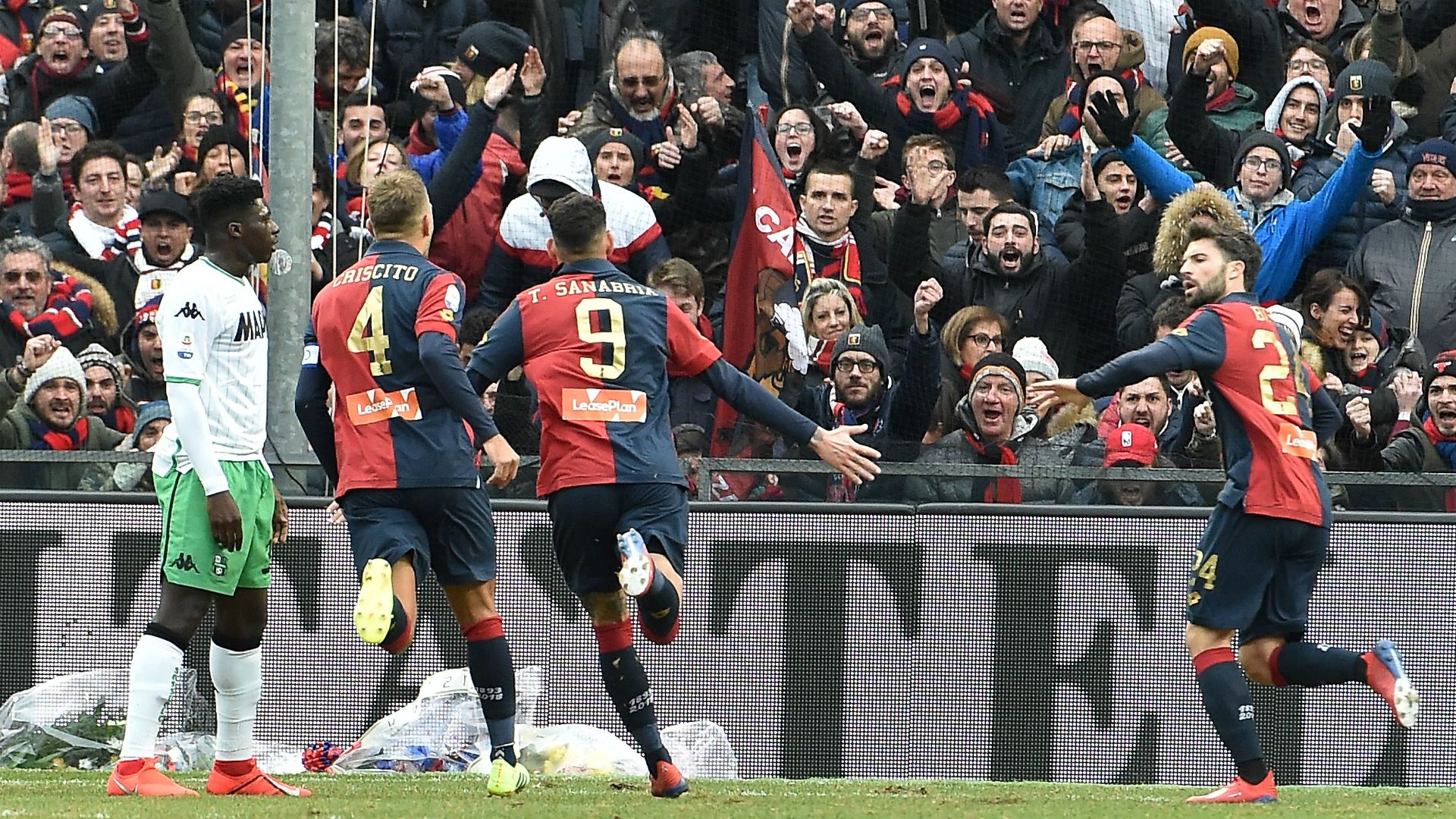 Genoa celebrating Genoa Sassuolo Serie A
