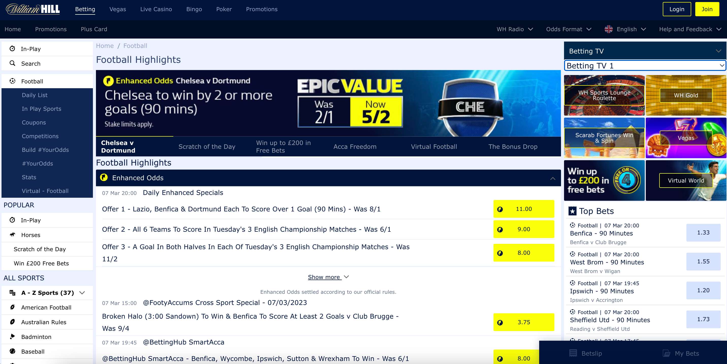 William Hill Homepage