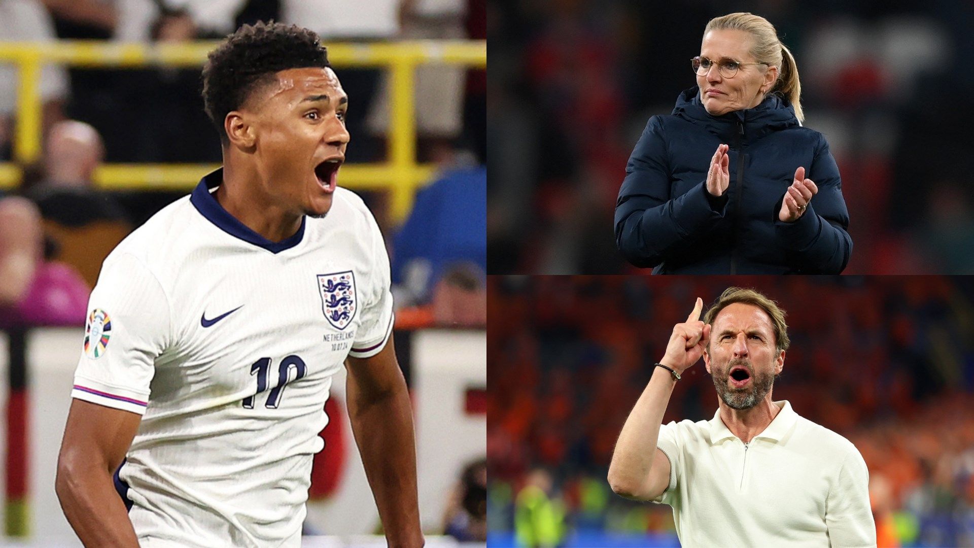 Ollie Watkins Sarina Wiegman Gareth Southgate composite