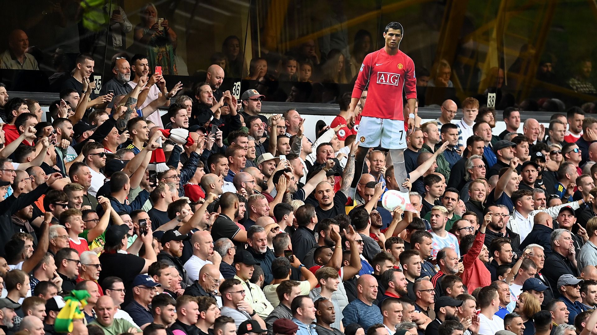 Ronaldo cardboard Manchester United fans