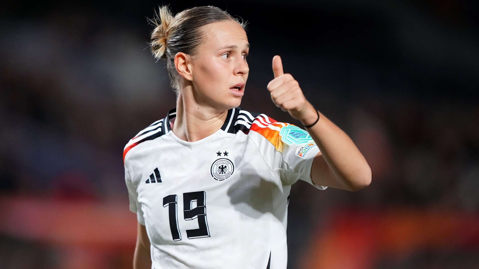 Klara Bühl #19 of Team Germany gestures