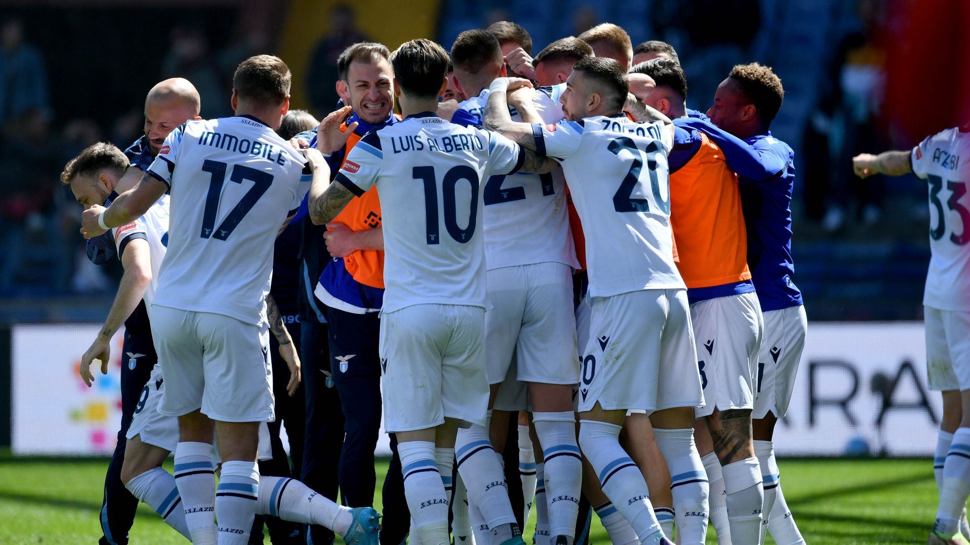 Lazio players celebrating Genoa Lazio Serie A