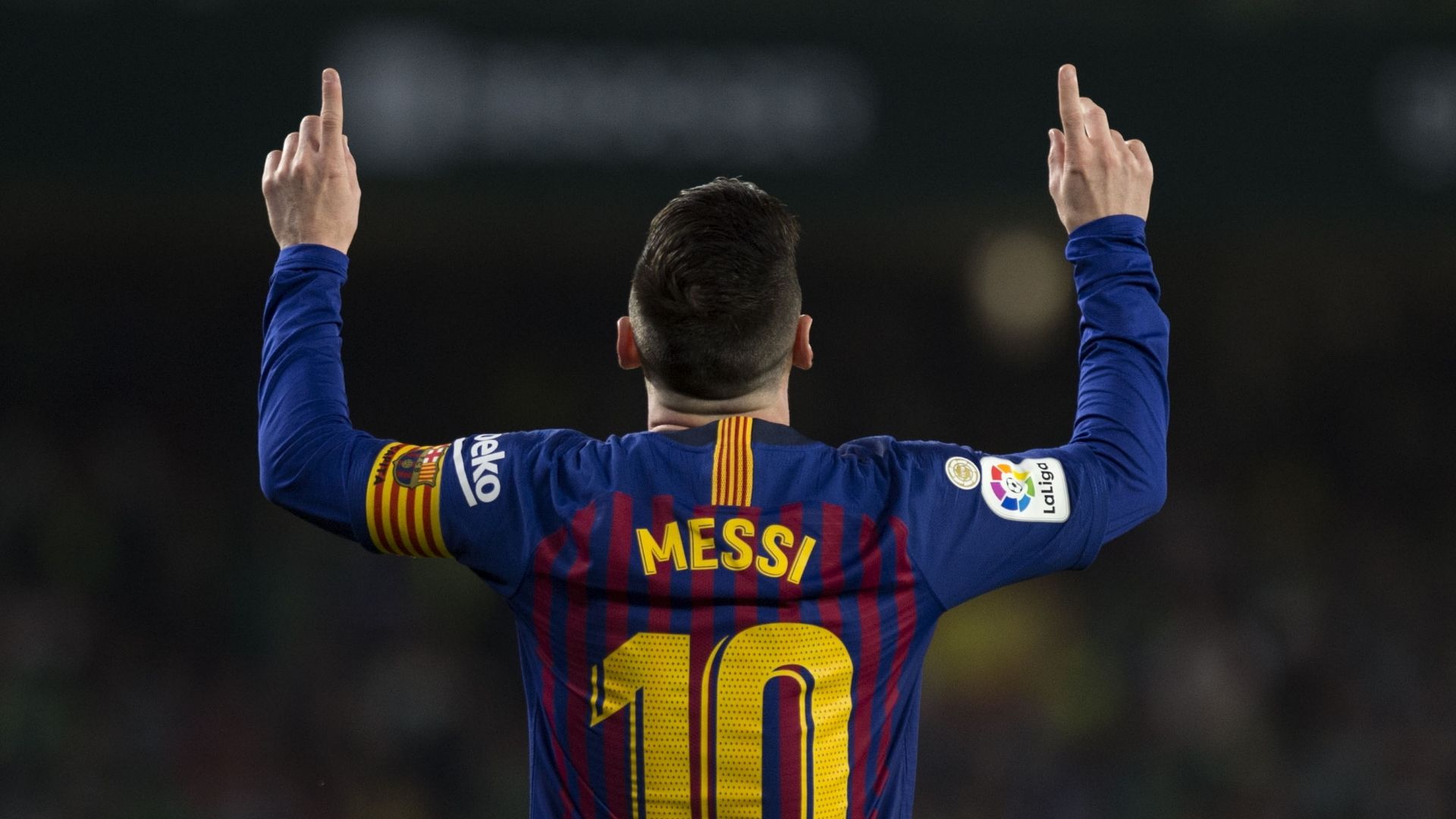 Lionel Messi celebrates vs Real Betis, March 2019